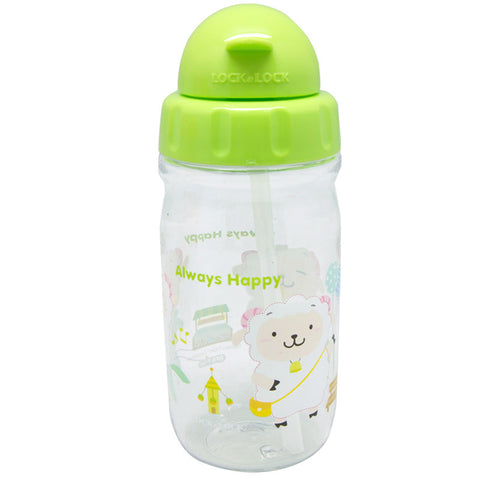 Lock & Lock Water Bottle with Starw 360ml Green - ABF630CG