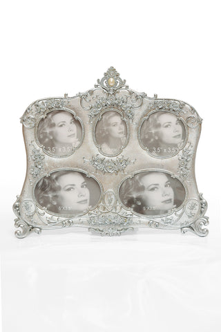 Photo Frame 5 Photos (Photos Size: 8.5x8.5cm&8.5x8.5cm&12.5x8.5cm&12.5x8.5cm&6x8.5cm) Silver- N7043