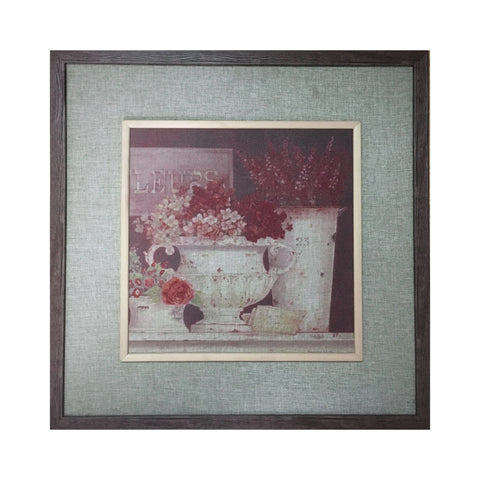 Wooden Tableau Three Flower Pots 64x64 cm - OYA4