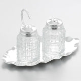 Queen Anne Silver Plated 3 pcs Spice Set with Handle (Leaf Shape Tray+Salt Dispenser+Pepper Dispenser)- 0-5985