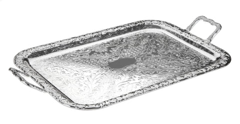 Queen Anne Silver Plated Large Rectangle Tray with Handles (64 x 34 cm) - 0-6219-2