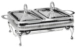 Queen Anne Silver Plated Rectangle Serving Dish Double with warmers (2 Lid + 2 Oven Dish) - 0-6280