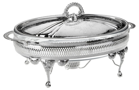 Queen Anne Silver Plated Oval Serving Dish Large Single with warmers ( Lid + Oven Dish) - 0-6292