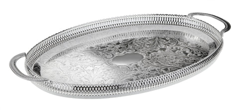 Queen Anne Silver Plated Oval Tray with handles (45 x 25.5 cm) - 0-6332