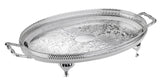 Queen Anne Silver Plated Oval Tray with handles and legs (45 x 25.5 cms) - 0-6333