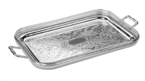 Queen Anne Silver Plated Medium Rectangle Tray with handles (51 x 29 cm) - 0-6336