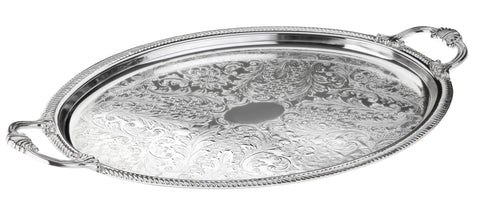 Queen Anne Silver Plated Large Oval Tray with handles (50.5 x 33 cm) - 0-6463