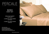 Percale 100% Egyptian Cotton Bed Sheet 5 pieces Set (Sheet (280x300 cm)+2 Pillow Covers+2 Pillow Cases) Gold-2171G