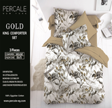 Percale 100% Egyptian Cotton Quilt 3 pieces Set (1 Quilt (240x260 cm)+2 Pillow Covers) White- 2319W