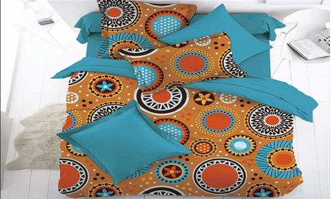 Percale 100% Egyptian Cotton Quilt 6 pieces Set (2 Quilts (200x240cm)+2 Pillow Covers+ 2 Cushion ) Orange-2320O