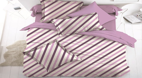 Percale 100% Egyptian Cotton Quilt 6 pieces Set (2 Quilts (200x240cm)+2 Pillow Covers+ 2 Cushion ) Purple-2320P