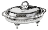 Queen Anne Silver Plated Oval Glass Appetizer Dish with 4 Divisions with Lid - 60-6205