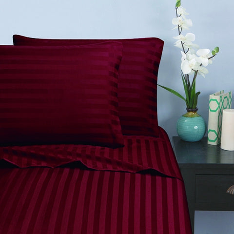 Loom Bed Sheet With Elastic 3 Pieces Sets (Bed sheet (180x200/30 cm)+2 Pillow Covers) Burgundy - 8542BR