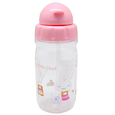 Lock & Lock Water Bottle with Starw 360ml Pink - ABF630CP