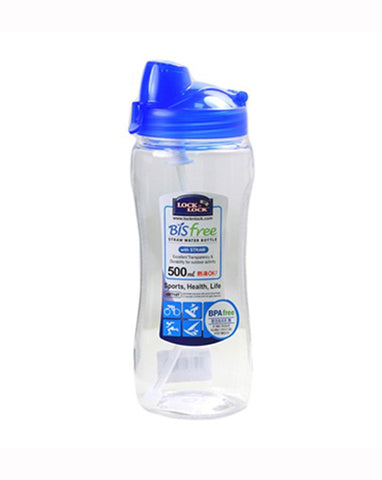 Lock & Lock Water Bottle 500ml with Straw Blue - ABF710T