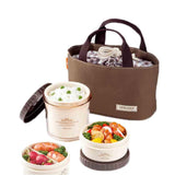 Lock & Lock Brown Lunch Box (360ml container+220ml container x2+Bag)-HPL745B
