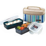 Lock & Lock Lunch Box (350ml container x2+Fork&Spoon+Bag) Blue - HPL752SB