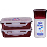 Lock & Lock Lunch Box (350ml container x2 + 300ml water bottle + Bag) Dark Purple - HPL754RP