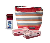 Lock & Lock Lunch Box (470ml container x2 + 300ml water bottle + Bag) Red - HPL758S2SR