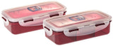 Lock & Lock Lunch Box (470ml container x2 + 300ml water bottle + Bag) Red - HPL758S2SR