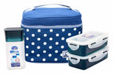 Lock & Lock Lunch Box (470ml container x2 + 300ml water bottle + Bag) Blue - HPL758S3DB