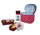 Lock & Lock Lunch Box (470ml container x2 + 300ml water bottle + Bag) Red - HPL758S3DR