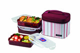 Lock & Lock Lunch Box (800ml container x2+1L container+Bag) Dark Purple - HPL817DP
