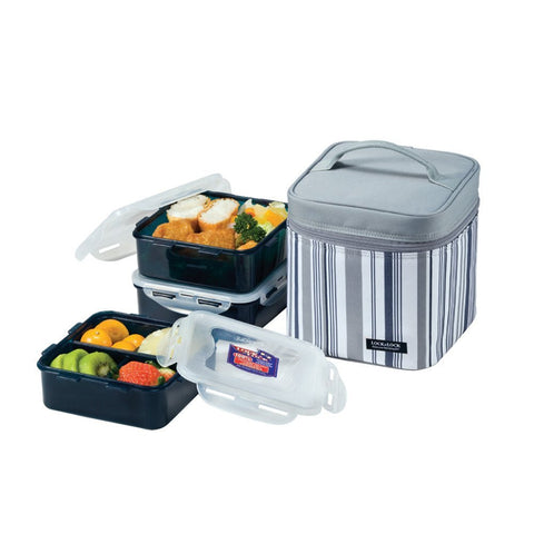 Lock & Lock Lunch Box (870ml Container +800ml Container x2) Grey - HPL823DG