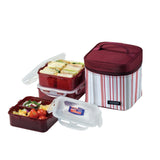 Lock & Lock Lunch Box (870ml Container +800ml Container x2) Dark Purple - HPL823DP