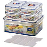 Lock & Lock 5 Piece Plastic Containers Set (4x800ml+1x5.5L) Transparent - HPL836SA