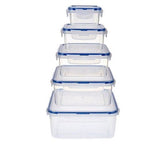 Lock & Lock 5 Piece Plastic Container Set (180ml+410ml+750ml+1.2L+2.0L) Transparent - HPL980CLQ5