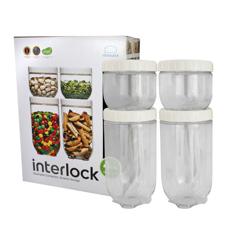 Lock & Lock Interlock Set of 4 pcs (500ml x2 + 1L x2) white - INL302PS4