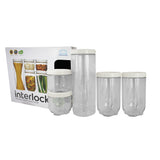 Lock & Lock Interlock Set of 5 pcs (2.1L x1 + 1.3L x2 + 620ml x2) white - INL403S5