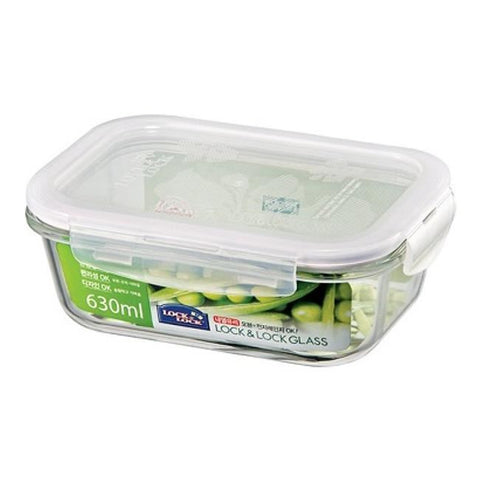 Lock & Lock Rectangle Glass Container 630ml - LLG428