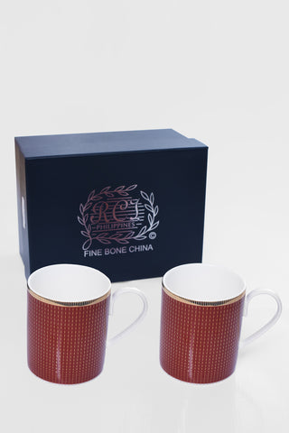 RCI Set of 2 Bone China Mugs & Gift Box Brown- M2B1