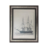 Wooden Tableau Black and White Ship 36x46 cm - OYA11