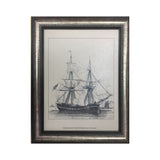 Wooden Tableau Black and White Ship 36x46 cm - OYA12