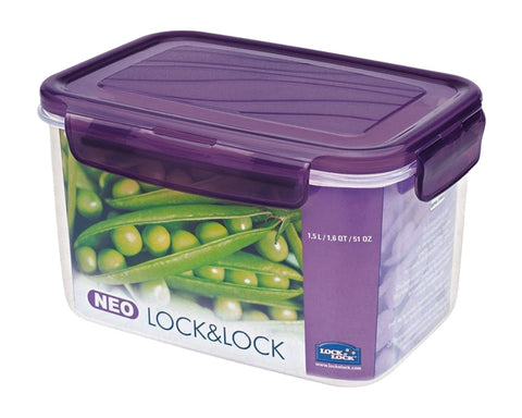 Lock & Lock NEO Rectangle Plastic Contianer 1.5L Purple - ZZF121V